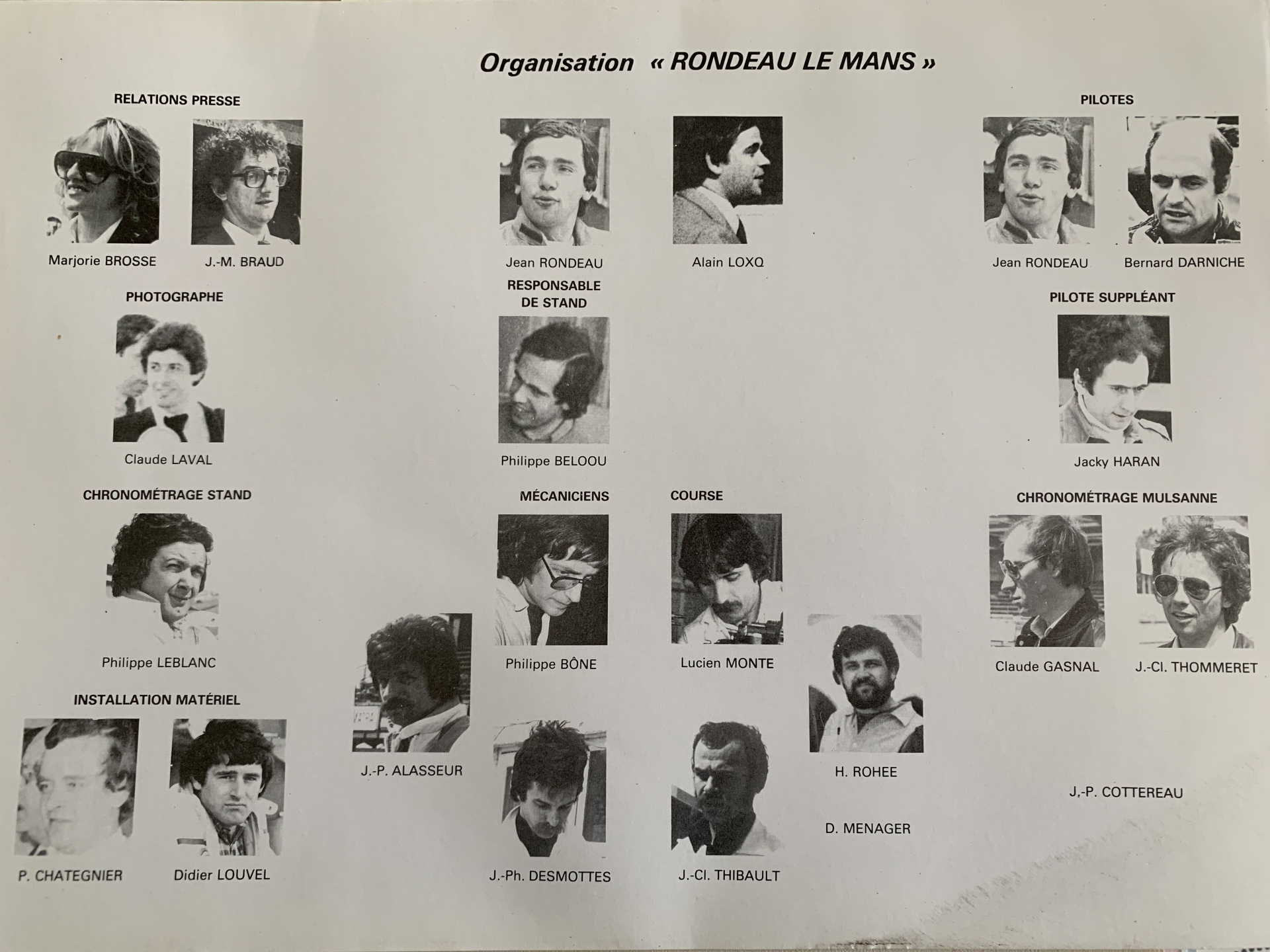 Organigramme Rondeau 1978