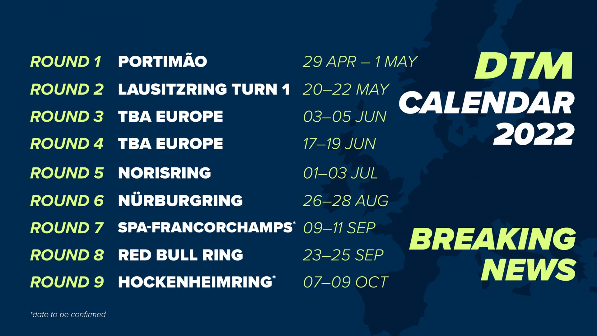 Neuf meetings DTM en 2022 avec Portimao pour ouvrir la saison Neuf meetings DTM en 2022 avec Portimao pour ouvrir la saison