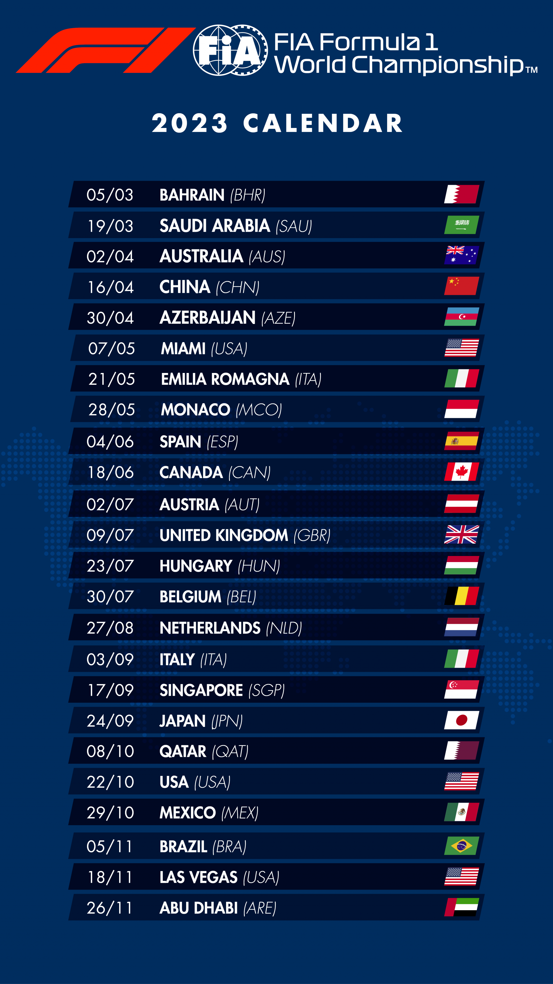 Calendrier F1 2023 dévoilé, changement de dates confirmé pour les 24 Heures  de Spa - Endurance Info