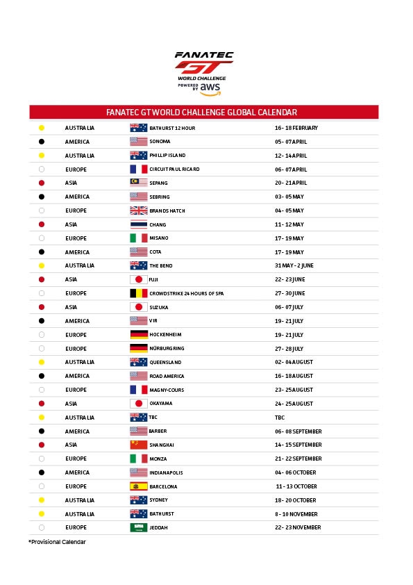 30 épreuves pour le calendrier global du GT World Challenge 2024 -  Endurance Info